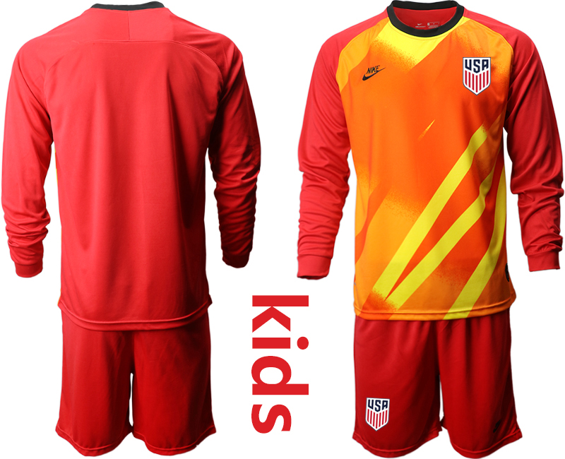 Youth 2020-2021 Season National team United States goalkeeper Long sleeve red Soccer Jersey1->customized soccer jersey->Custom Jersey